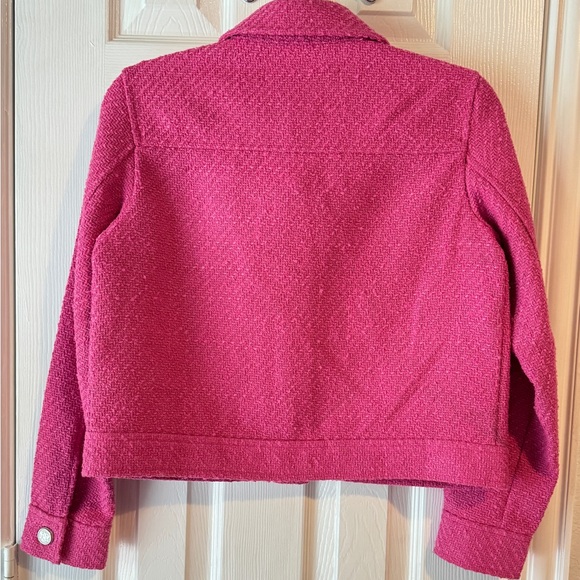 NWOT ZARA Pink Tweed Jacket with Embellished Silver Buttons Size XS - Picture 10 of 13